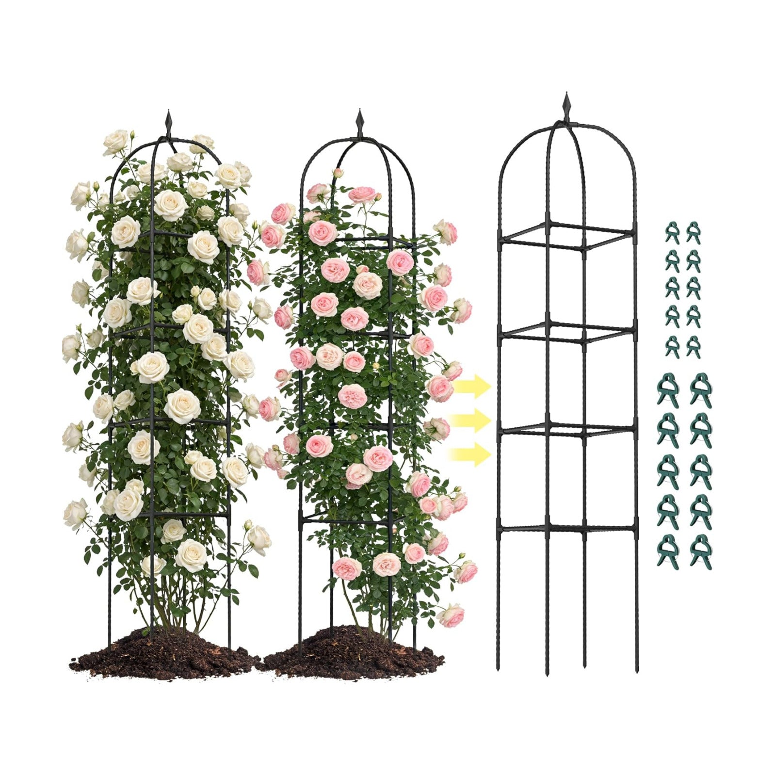 2 Pack 70.87" Garden Obelisk Trellis for Climbing Plants, Pyramid Design for Roses, Clematis, Jasmine, and Vegetable
