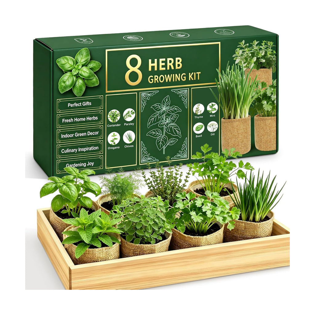 Indoor Herb Garden Kit, Culinary Herb Starter Kit with Seeds & Tools for Beginners, Kitchen Decor, House Warming Gifts