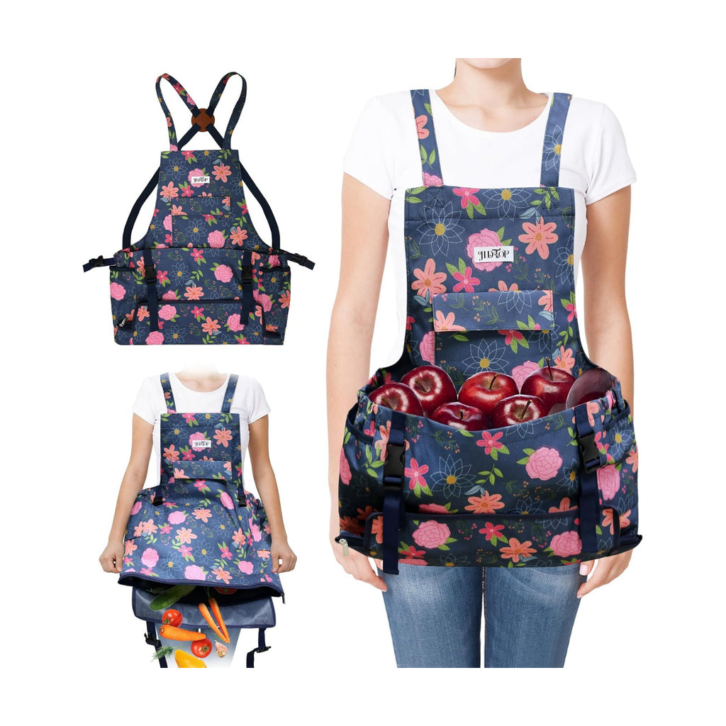 Garden Harvest Apron for Women, Fruit Picking Apron with Quick Release Bottom
