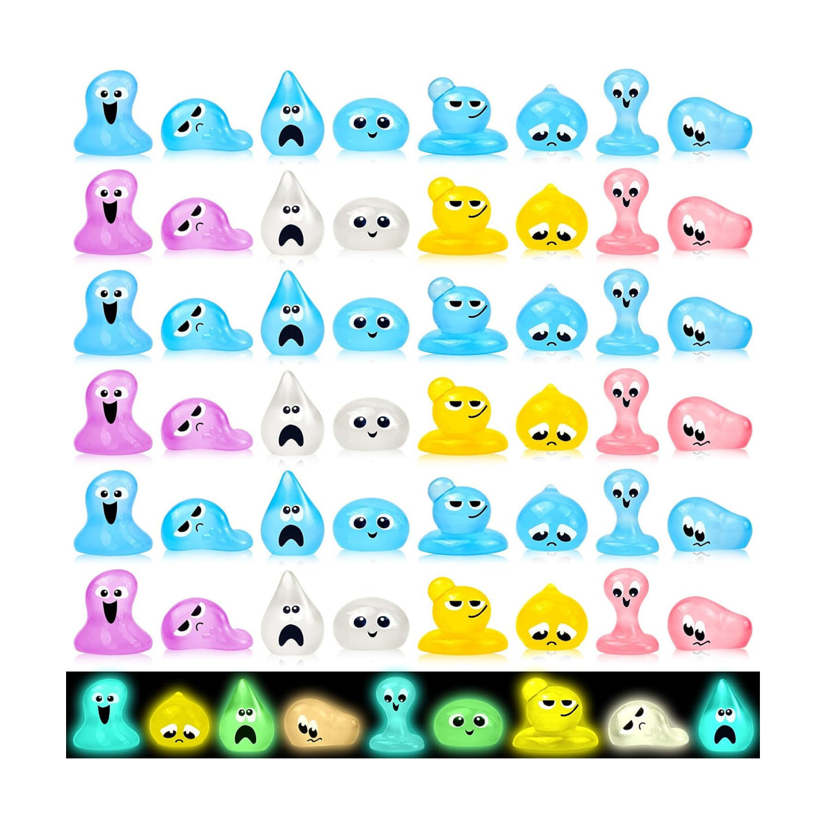 64 Pcs Luminous Mini Resin Water Elves Figurines Glow in the Dark