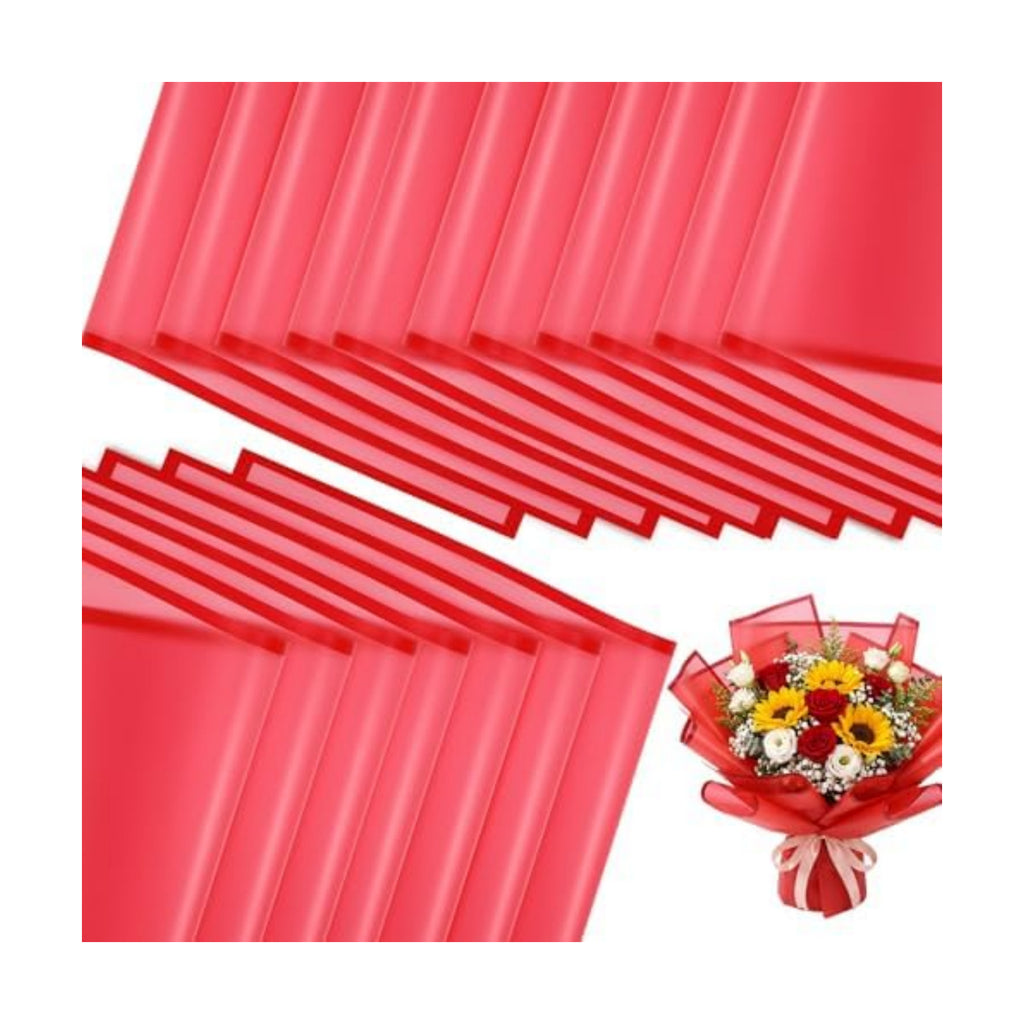 Ctosree 240 Sheets Flower Wrapping Paper, 22.8 x 22.8 Waterproof Wrapping Paper Bouquet Korean Floral Wraps Florist Supplies Packaging Papers for Wedding Bridal Shower Birthday Gift DIY(Red)