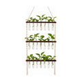 Hushee 3 Tiered Macrame Plant Propagation Station Wall Hanging with Wooden Stand and 21 Tubes, Planters Wall Hanging