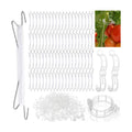 Hushee 100 Pack Tomato Hooks with 200 Garden Clips & 32.8ft String, Tomato Hooks for Climbing Plants, Heavy Duty Plant