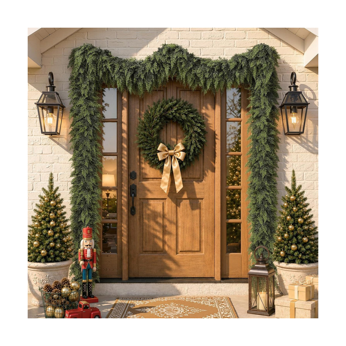 Alupssuc 12FT Christmas Garland, Encrypting Real Touch Cedar Garland