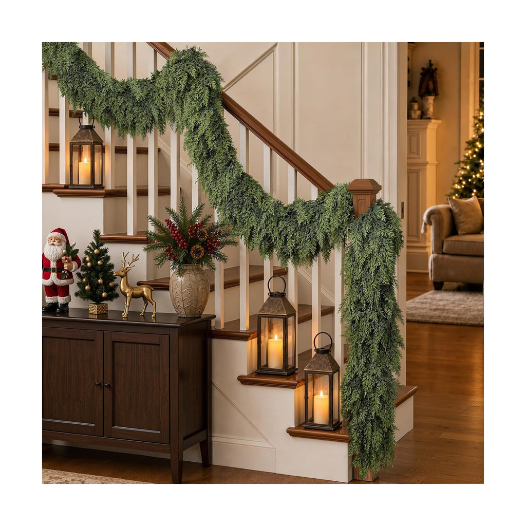 Alupssuc 18FT Christmas Garland, Encrypting Real Touch Cedar Garland