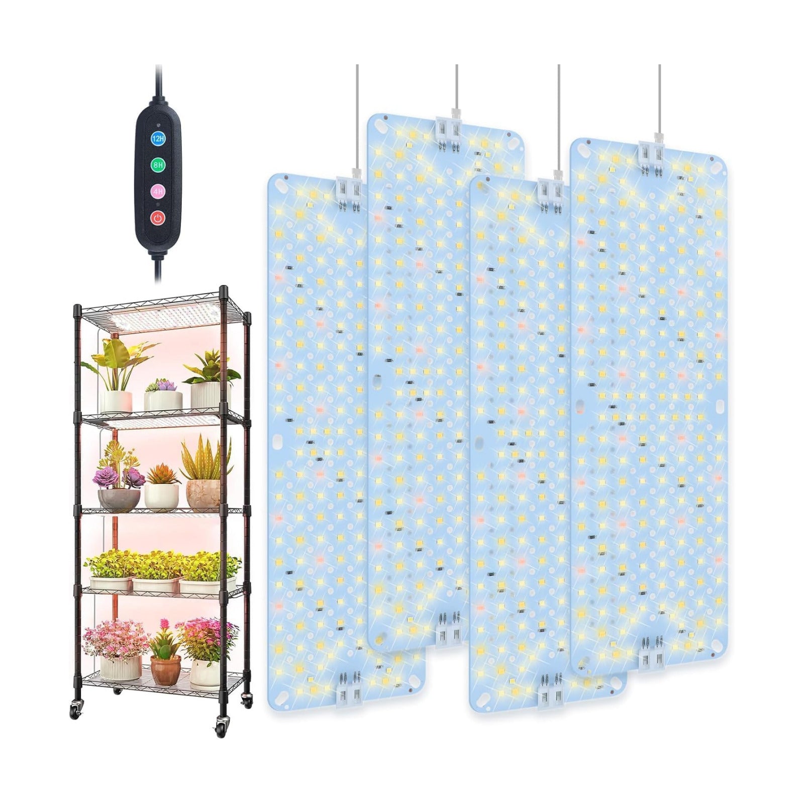 4Pack 2026 Ultra-Thin Panel Grow Lights for Seed Starting, Vegetables, Greenhouse & Under Cabinet & Shelf Plants with