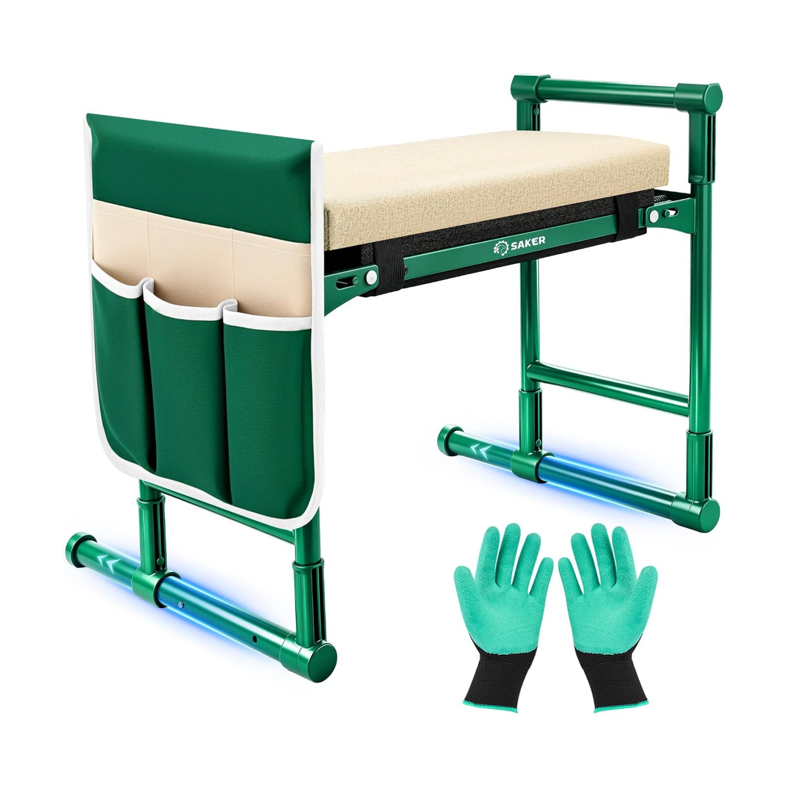 Saker 2026 Upgraded Garden Kneeler and Seat with 500LB Frame & Soft Pad | Foldable Stool, Heavy-Duty Steel, Comfortable