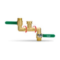 2 Way Heavy Duty Brass Garden Hose Splitter, 360° Rotatable Y Valve, Full Flow Large Ball Valve, Long Handle, Thickened