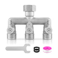 304 Stainless Steel 3 Way Garden Hose Splitter, Heavy Duty Hose Bib Splitter with 3 Shut Off Valves, High Flow Outdoor
