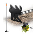 Larger Weed Puller Tool with Long Handle, 2-in-1 Heavy Duty Weed Rake & Hoe | 10 Teeth Weeding Rake, 57" Long Handle