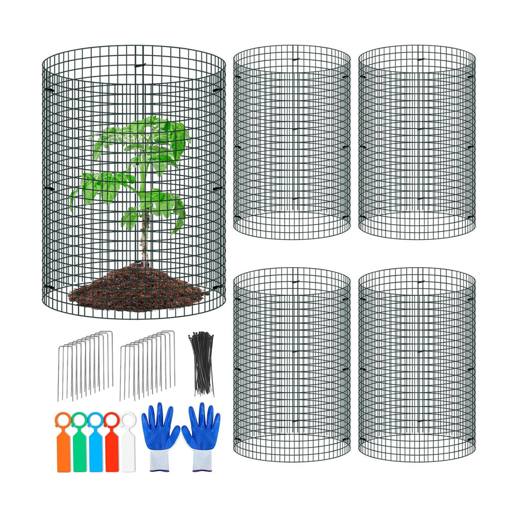 5 Pack Wire Plant Protector, 16"x12" Detachable Metal Plant Protectors Mesh, Garden Plant Protectors for Shrubs Flowers