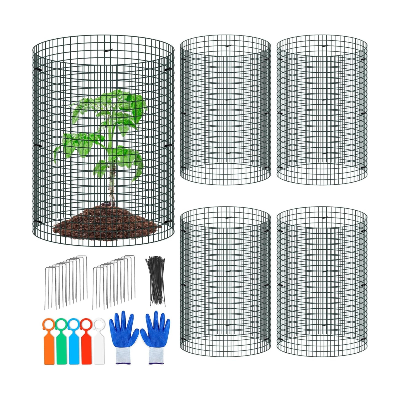 5 Pack Wire Plant Protector, 16"x12" Detachable Metal Plant Protectors Mesh, Garden Plant Protectors for Shrubs Flowers
