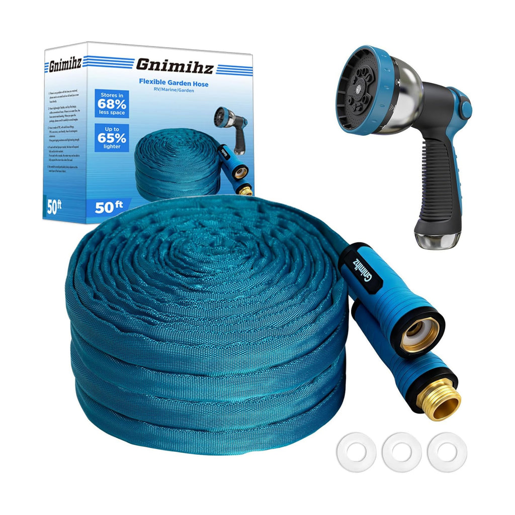 Garden Hose 50 ft, Made of TPE (BetterThan PVC/Hybrid Polymer), Lightweight yet Durable Water Hose with Ergonomic Grip