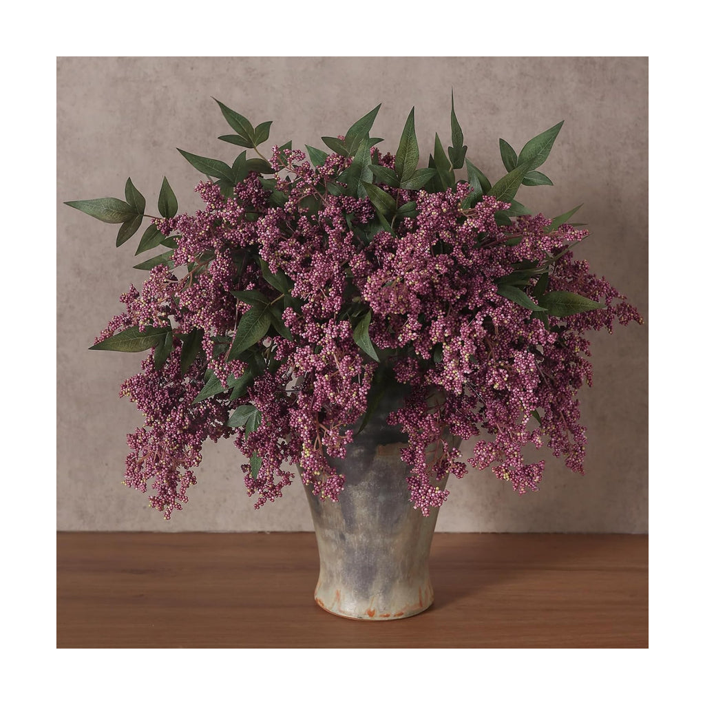 12Pcs 17"Lifelike Artificial Nandina Berry Stems for Vase Decor(Dusty Plum)