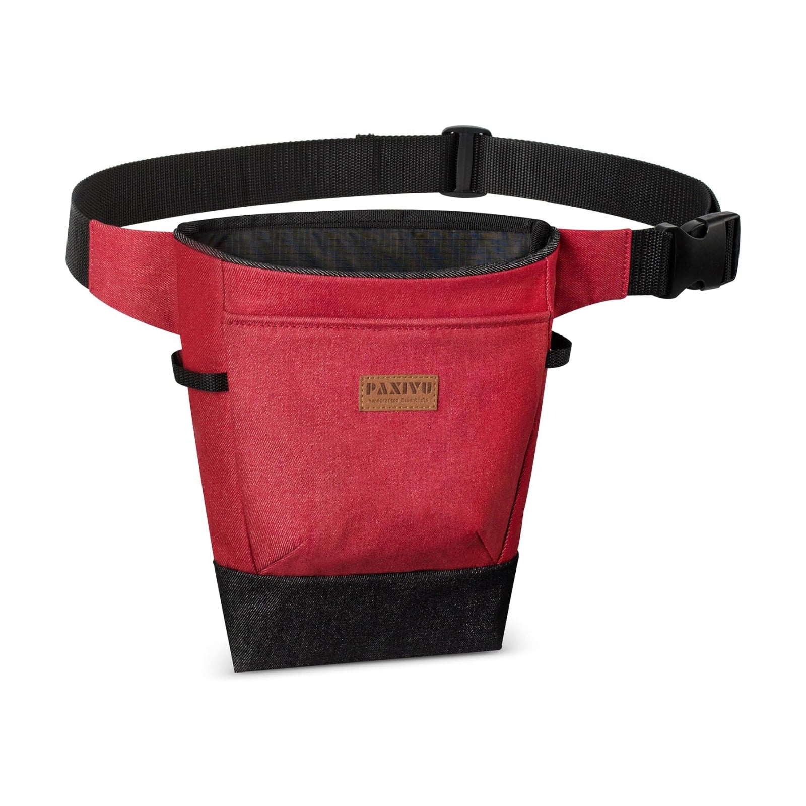 Garden Tool Belt for Women & Men, Burgundy Red Denim Apron with Pockets, Structured Opening, 2 Large Pockets + 2 Inner