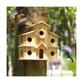 Bird Houses for Outside, 6-Holes Multi-Chamber Birdhouse for Finches Wrens Chickadees, 1.37" Entrance Holes, Decorative