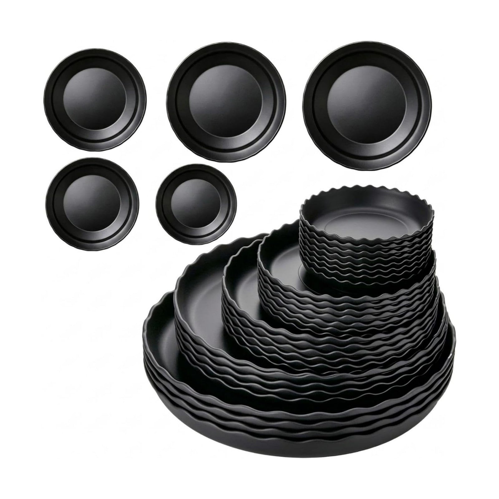 Gejoy 30 Pack Plant Saucers for Pots, 4/6/8/10/12 Inch Black Plastic Plant Trays to Catch Water, Durable Heavy Duty