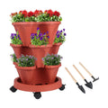 GameXcel Vertical Planter Tower- 3 Tier Stackable Garden Planter with Wheels and Tool Set – Grow Strawberries Herbs