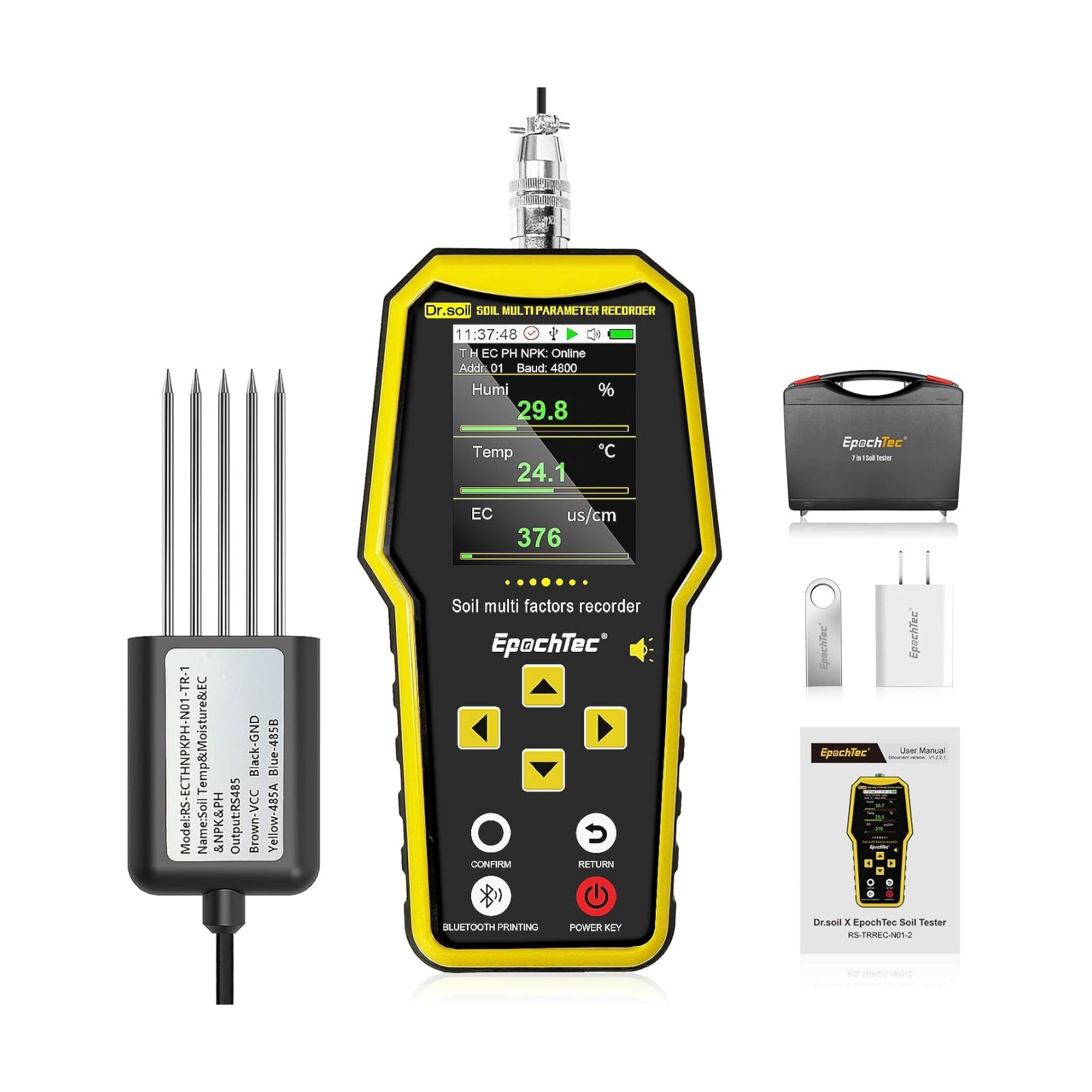 7 in 1 Soil Tester, Digital NPK Tester, Soil Test Kit ±1% High Precision | with Soil PH Meter/Moisture/Temperature/EC