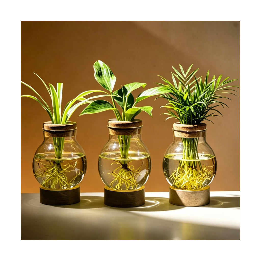 Propagation Stations, Plant Propagation Station with Light Base, Glass Propagation Vases, Hydroponic Vase for Plants