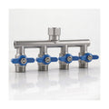 304 Stainless Steel Garden Hose Splitter 4 Way Heavy Duty, Full Flow T Valve Water Hose Splitter With 2.1" Extra Long