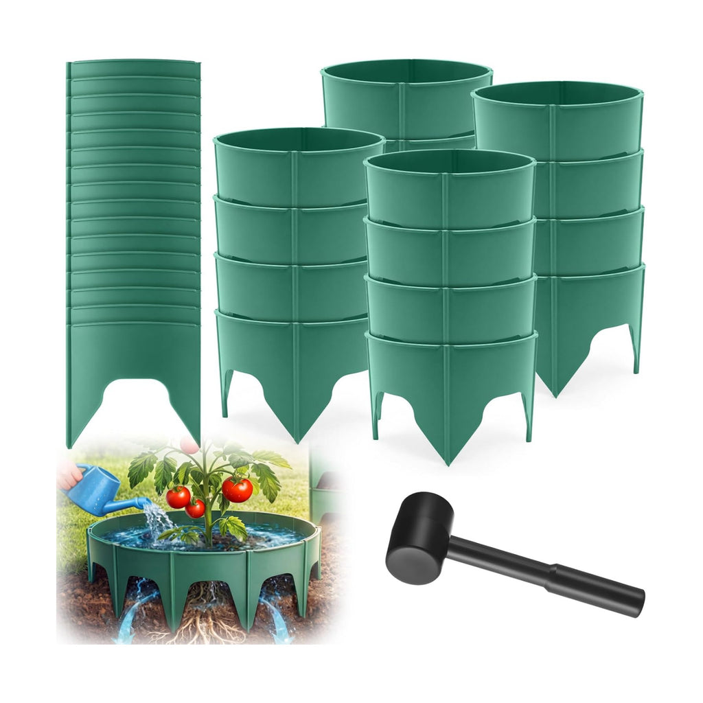 80 Pcs Planting Grow Rings, Diameter Range 8.2-15.7 Inches, Adjustable Interlocking Plant Support Rings with Mallet