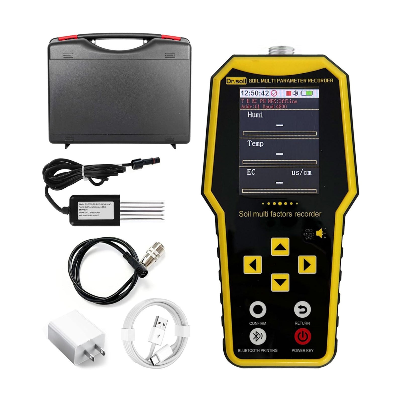 7 in 1 Soil Tester, Nitrogen Phosphorus Potassium NPK Tester, Handheld Soil PH Meter Kit, Temperature, Conductivity