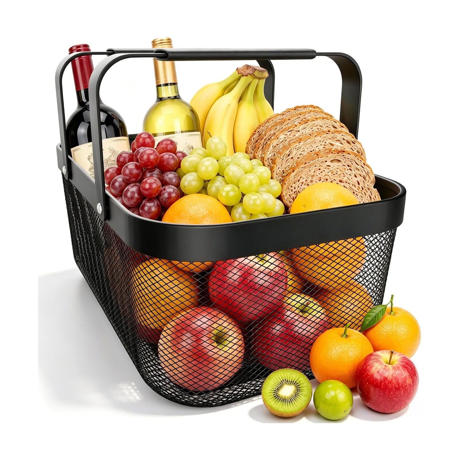 Garden Harvest Basket, Metal Mesh Picking Basket with Attached Handles | No assembly required; attached handles make