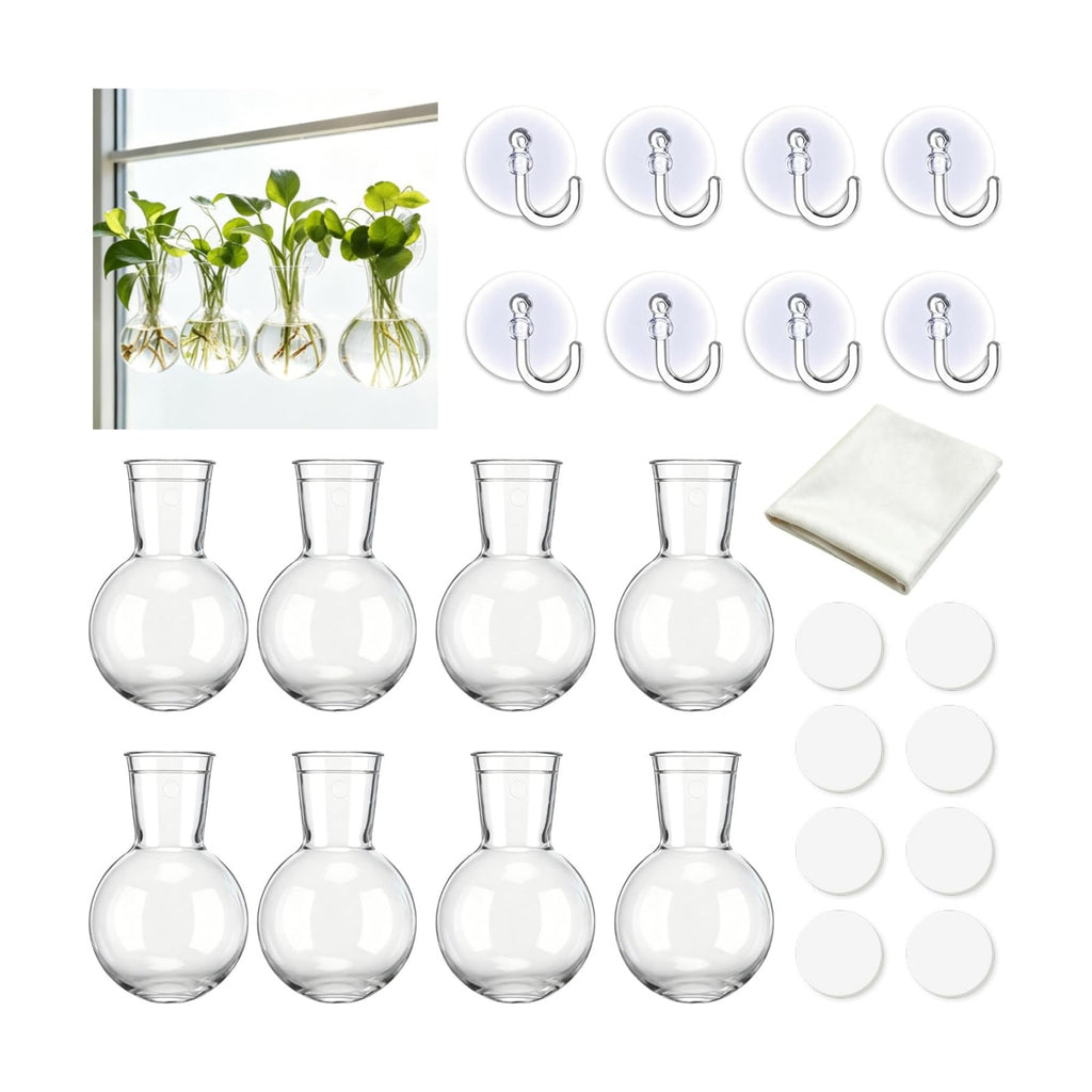 8 Pack Window Propagation Stations, Plastic Plant Terrarium Vases