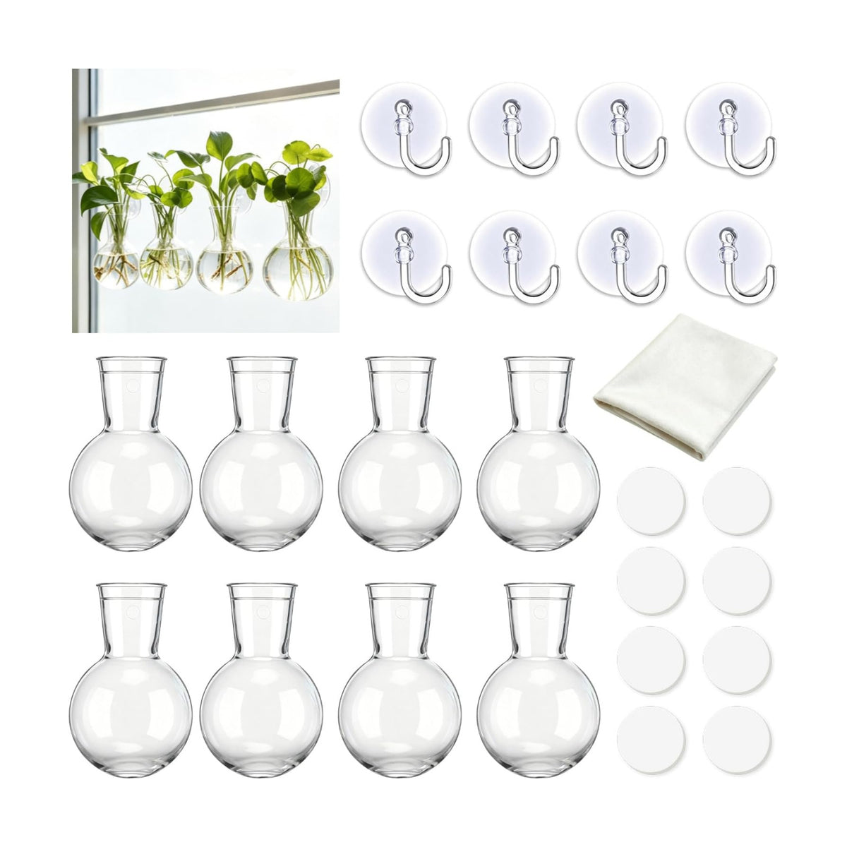 8 Pack Window Propagation Stations, Plastic Plant Terrarium Vases