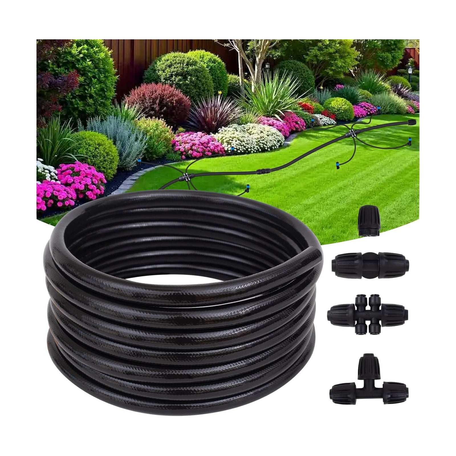 Inntop 40FT 1/2 Inch Drip Irrigation Tubing Extension Hose, 1/2" Main Line Watering Tube for Expanding Garden