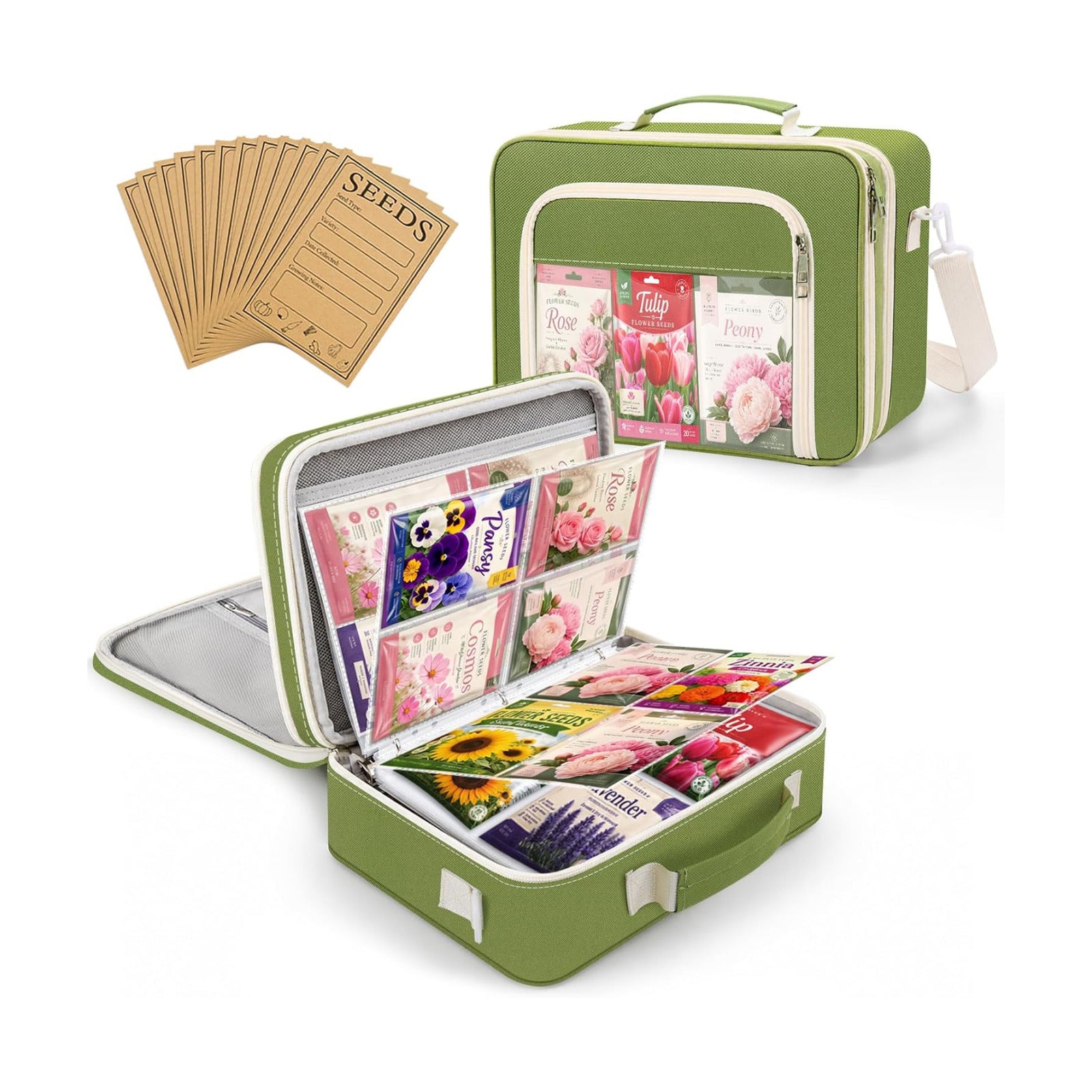 Seed Storage Organizer Binder, Seed Holder Organizer Seed&Envelopes, Sheet | Garden Saving Binder Bag with 20Pcs
