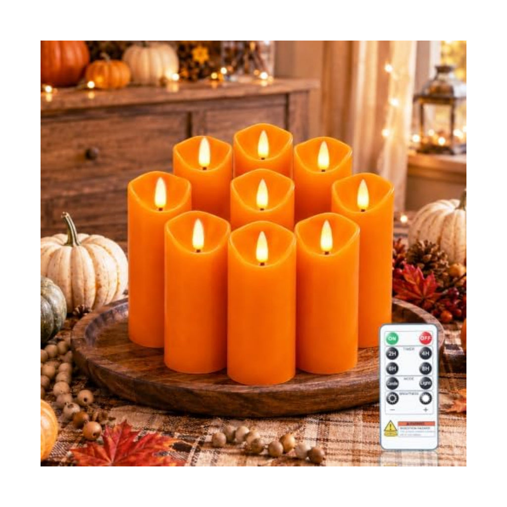 Homemory Orange Halloween Flameless Candles, Remote Timer, 9 Pack