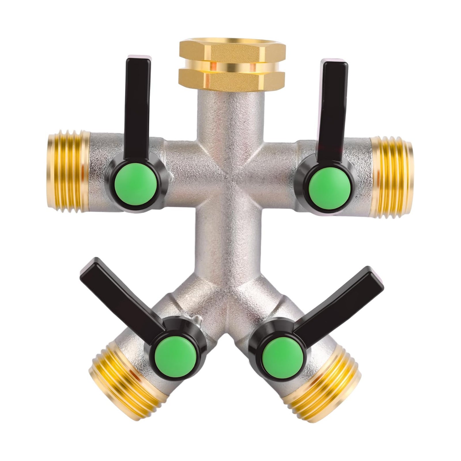 EJW Hose Splitter 4 Way, Garden Hose Splitters, Heavy Duty Faucet Splitter,Rv Brass Water Hose Y Splitter, Hose