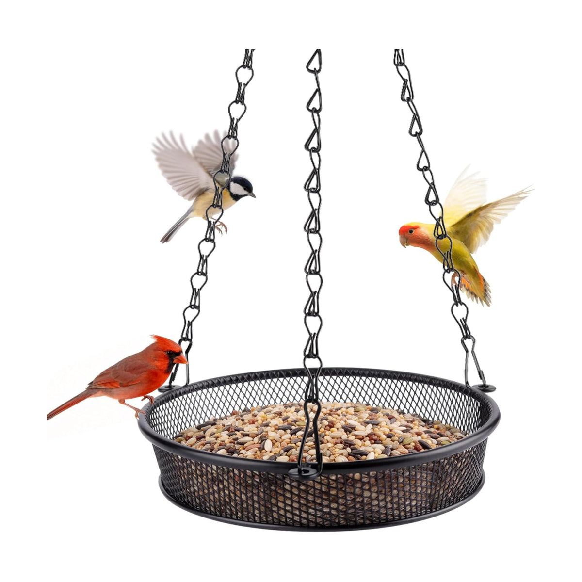 BOLITE Hanging Bird Feeder, Platform Feeders for Outside, Metal Mesh, 2Pack