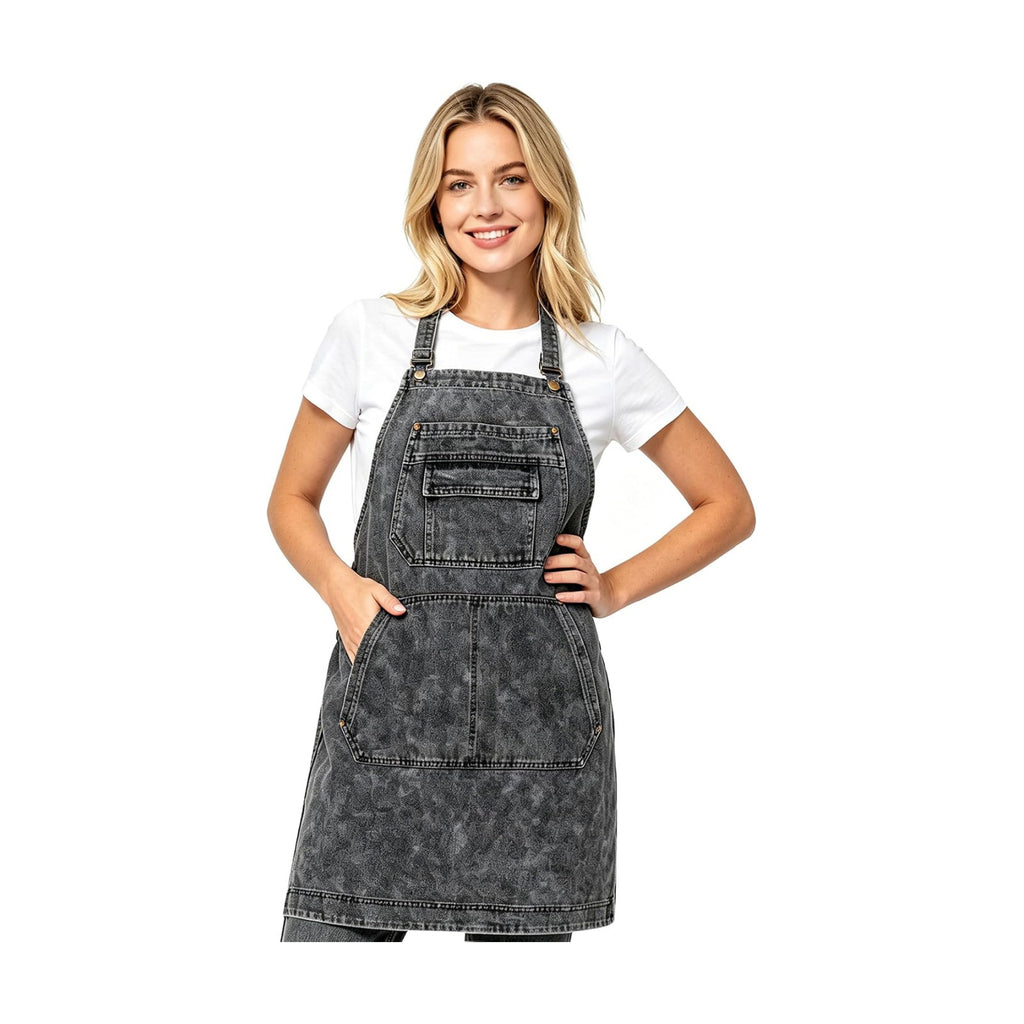 Denim Apron with Pockets for Hair Stylist Adjustable Straps Tool Apron Gardening Jean Work