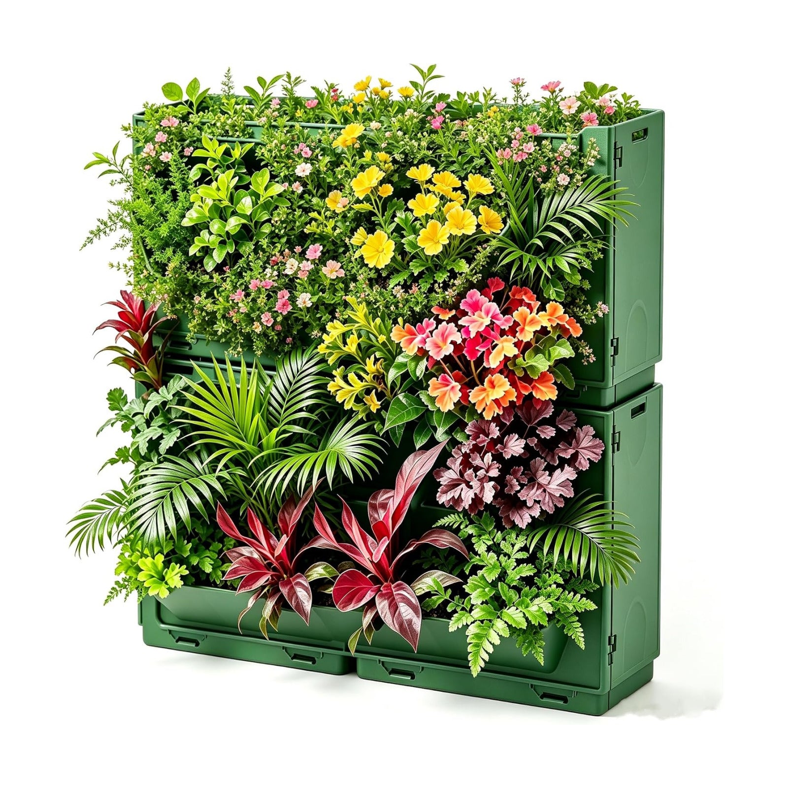 Vertical Wall Planter for Indoor Plants, Living Wall Planter System with 4 Stackable Pots, Wall Mounted Hanging