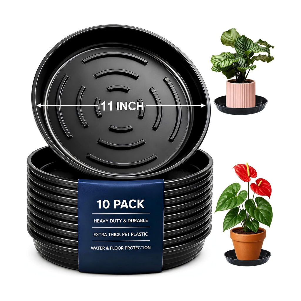10Pack Plant Saucer 10 inch, Heavy Duty Flower Pot Saucers, Plant Pot Saucers Bulk, 1.5'' Deeper Plant Trays for Pots
