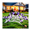 Giant 6.7 FT(Wide) Light-Up Halloween Spider with 9'' Metal Stand, 28 Eerie Purple LED Lights & 8 Modes, Large Spooky Spider Outdoor Decorations for Yard, Lawn, Porch, Haunted House Theme Party