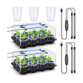 4 Inch Seed Starter Trays 2 Pack, 12-Cell | With Grow Light, Humidity Dome, 24 Pcs 4" Nursery Pots, Plastic Germination