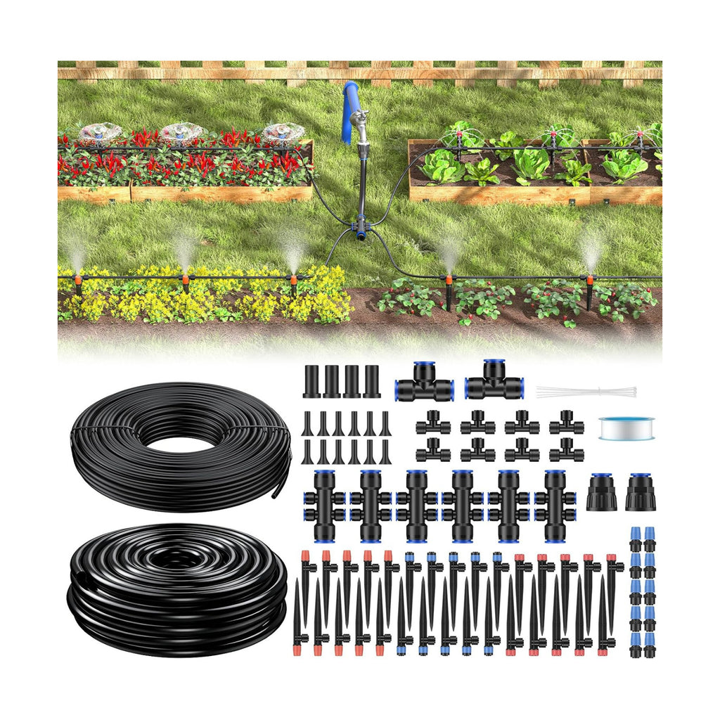 Pawfly 230 ft Quick Connect Drip Irrigation Kit, Drip Irrigation System for Garden Watering System with 1/2" (33 ft) &