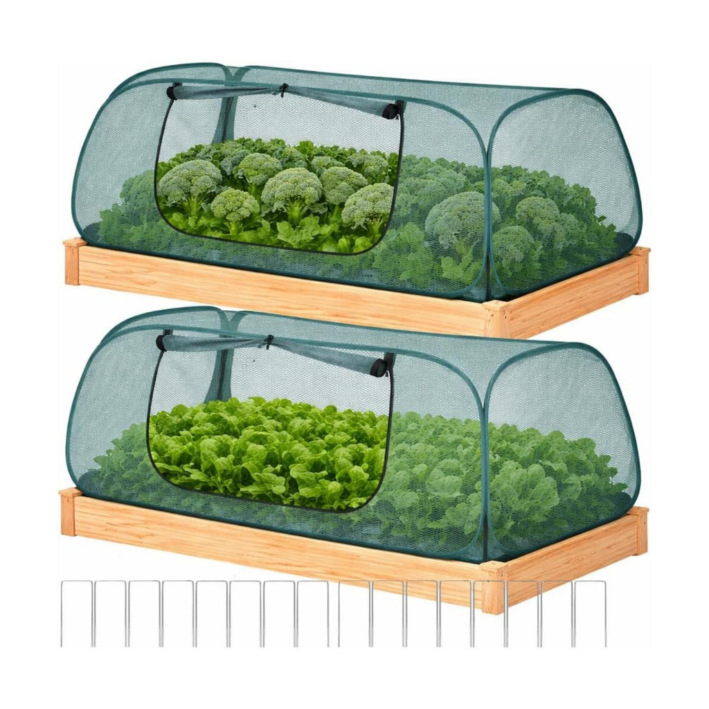 2Pack Raised Garden Bed Covers(45"X22"X18"), Pop Up Mesh Plant & Vegetable Cover,30% Sunblock Plant Shade Tent, Outdoor
