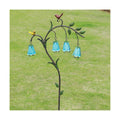 44.3"H Metal Decorative Garden Stake with Blue Bell Flowers & Birds | Metal Yard Art for Outdoor Yard Decor, Rustic