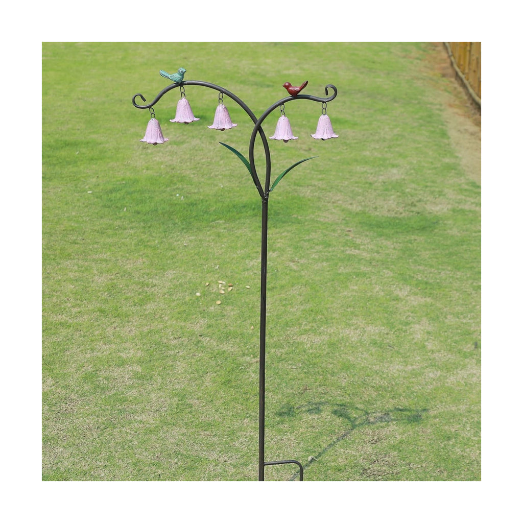 45.5"H Decorative Garden Stakes with Bells,Metal Flowers for Outside | Garden Art for Patio,Lawn, Pathway & Flower Bed