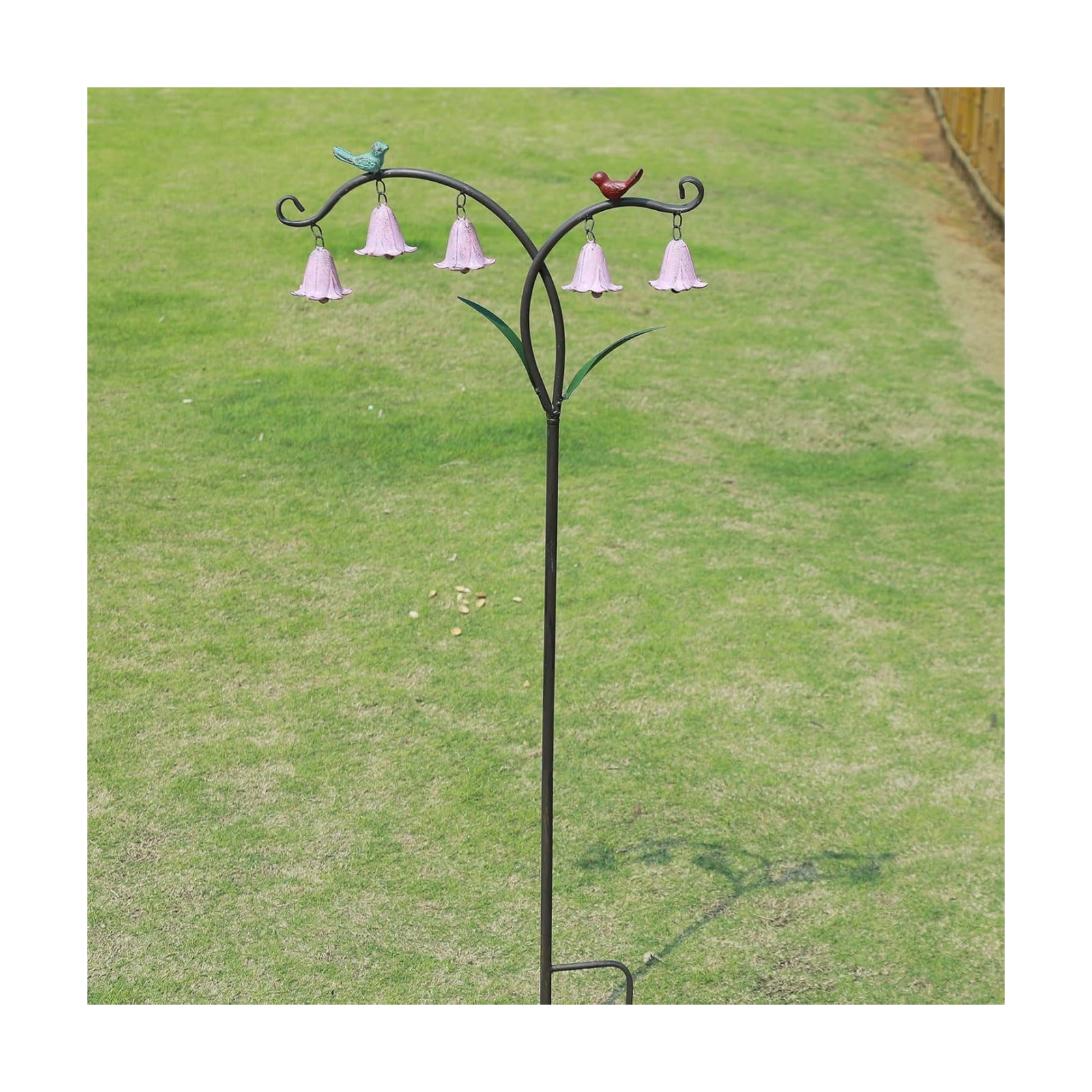 45.5"H Decorative Garden Stakes with Bells,Metal Flowers for Outside | Garden Art for Patio,Lawn, Pathway & Flower Bed