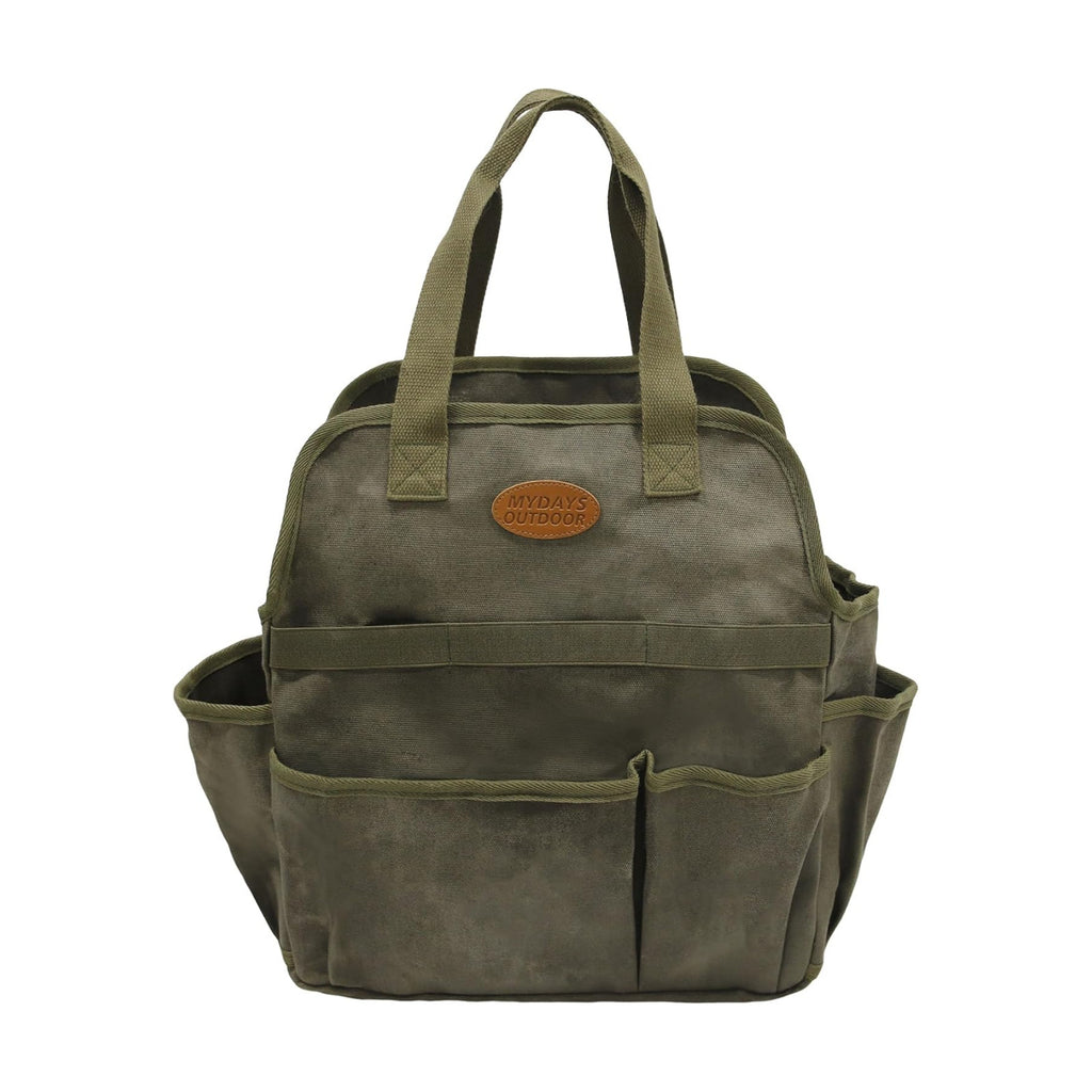 Waxed Canvas Utility Tote Bag, Large Capacity Multi-Pocket Garden Tool Bag, Heavy Duty Waterproof Work Tote for