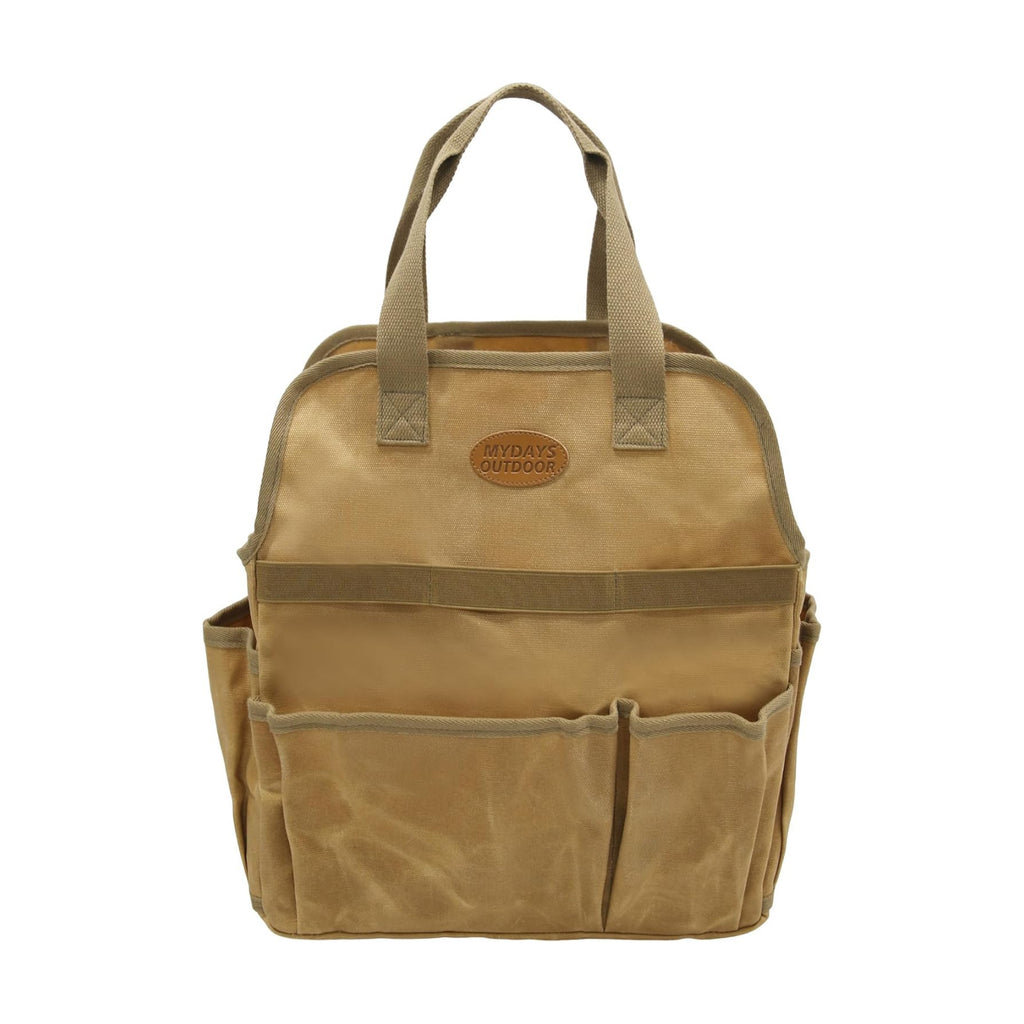 Waxed Canvas Utility Tote Bag, Large Capacity Multi-Pocket Garden Tool Bag, Heavy Duty Waterproof Work Tote for