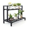 Aluminum Plant Stand Lightweight, Heavy-Duty Metal Plant Shelf | 2-Tier Rustproof Indoor Outdoor Flower Rack for Patio