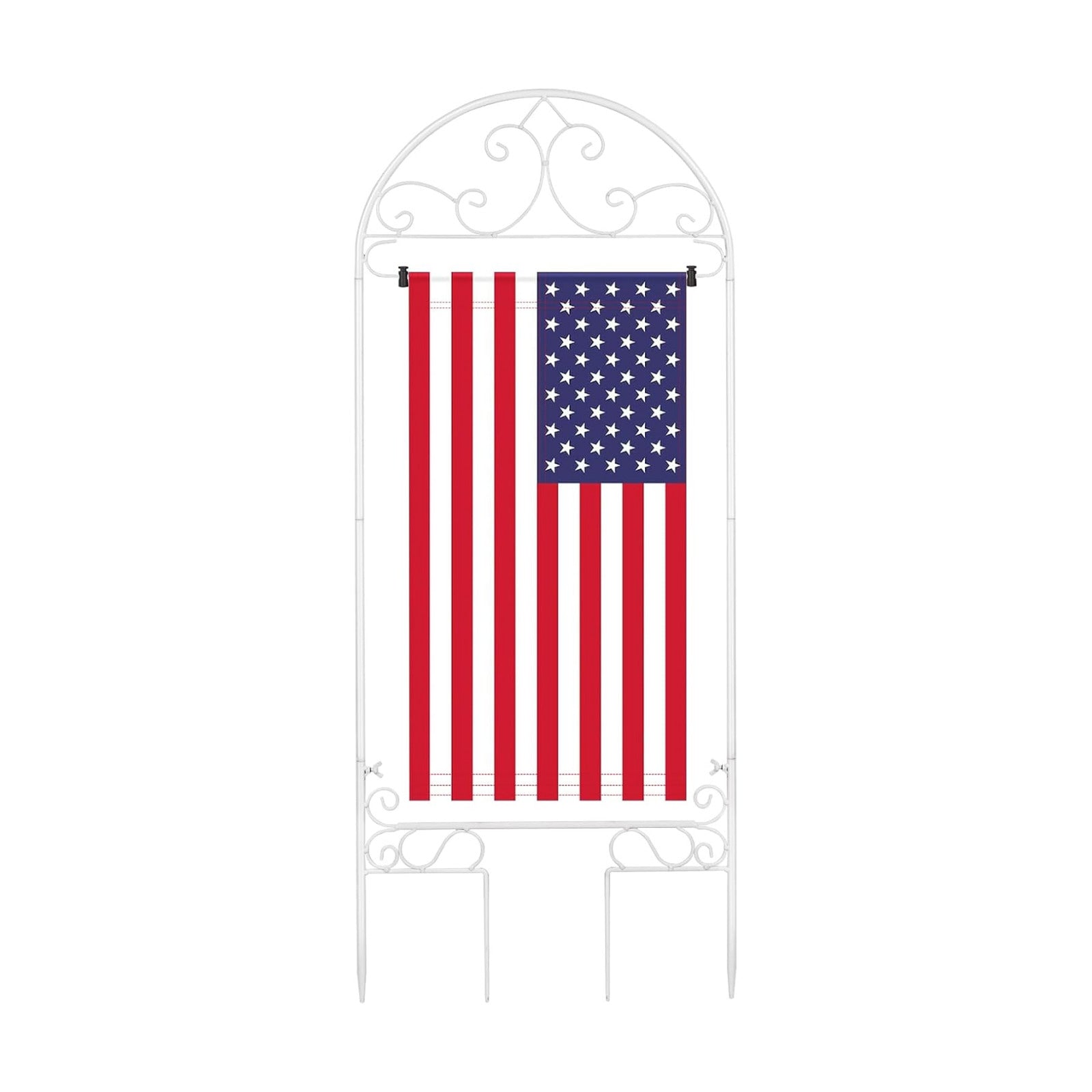 Liitrton Garden Flag Holder Stand Fits Max 14" x 25" Outside Flags, White | Yard Flag Holder | Decorative Metal Garden