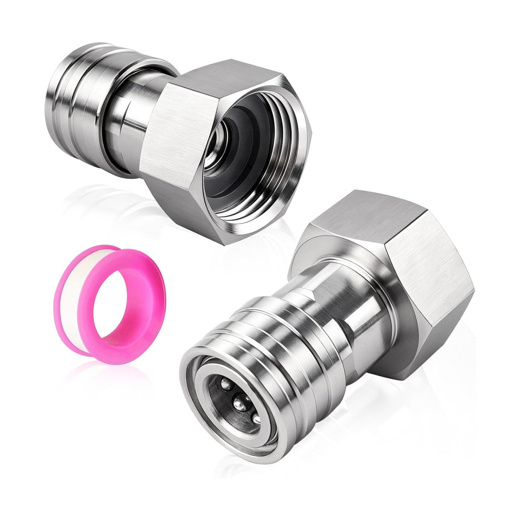 2PCS Garden Hose to Pressure Washer Adapter, 3/4" GHT Male to 1/4" Quick Connect, Stainless Steel Pressure Washer Hose
